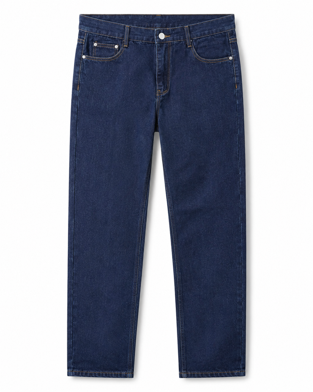 Pantalón de mezclilla prelavada azul, resistente y cómodo para trabajo diario. Con bolsillos reforzados, cierre metálico y costuras firmes. Disponible en tallas 42 al 58.