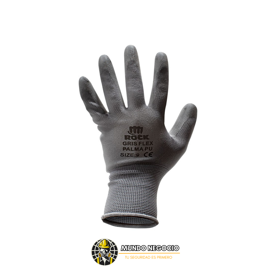 GUANTE GRIS FLEX PALMA PU TALLA L(9) MARCA ROCK®